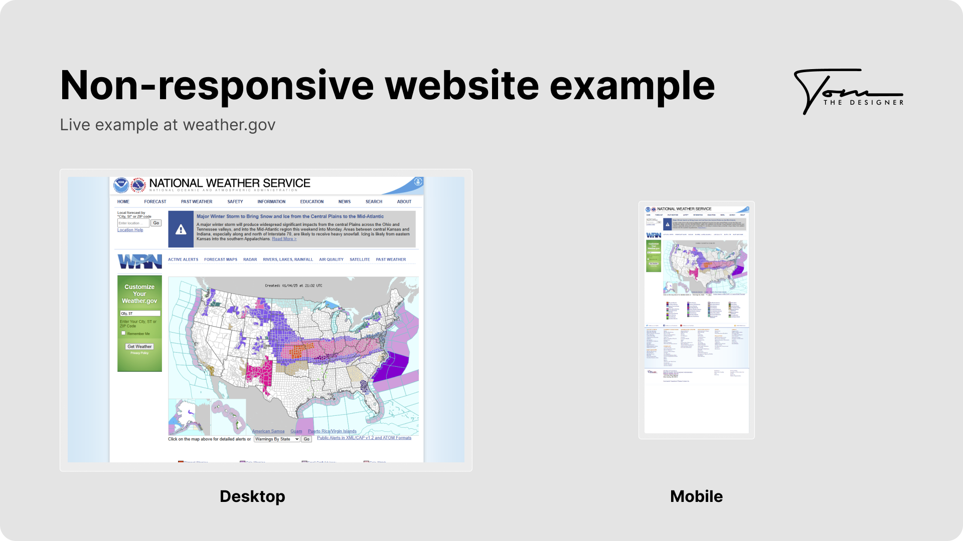 responsiveness of a web design